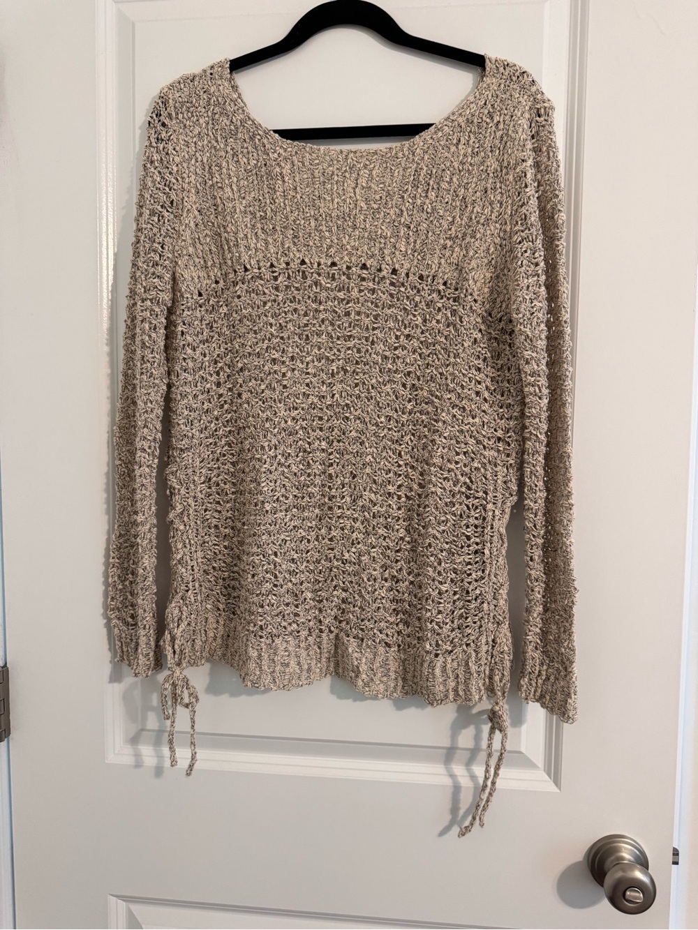 BB Dakota Cream Open-Knit Scoop Neck Sweater